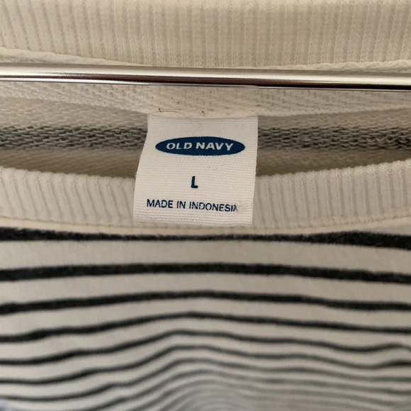 Old navy size large black white striped crew neck sweatshirt rainbow pineapple - Picture 3 of 5